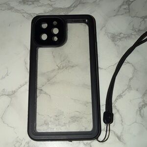 Black iPhone 12 Pro Max waterproof Case with Strap